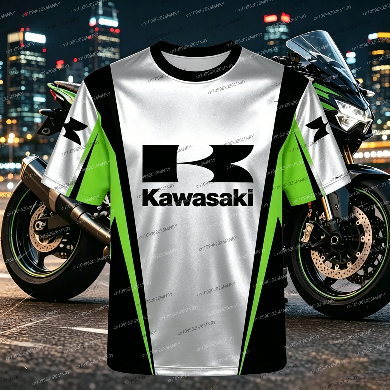 Summer Clothing Motorcycle - Men Oversized t-shirt Kawasaki Motorcycle Racer