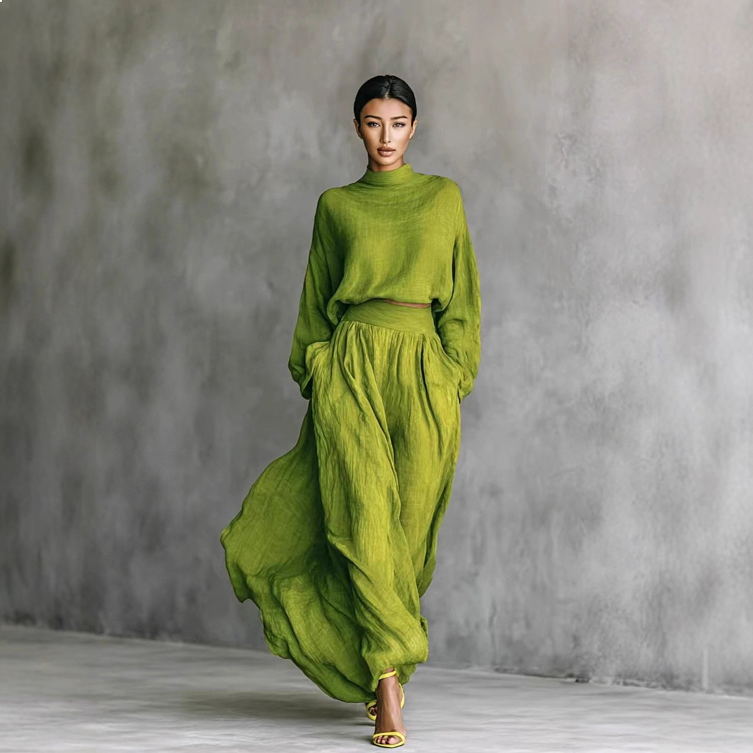 Summer Clothing For Older Women - Elegant Long Sleeve Dress Set Spring