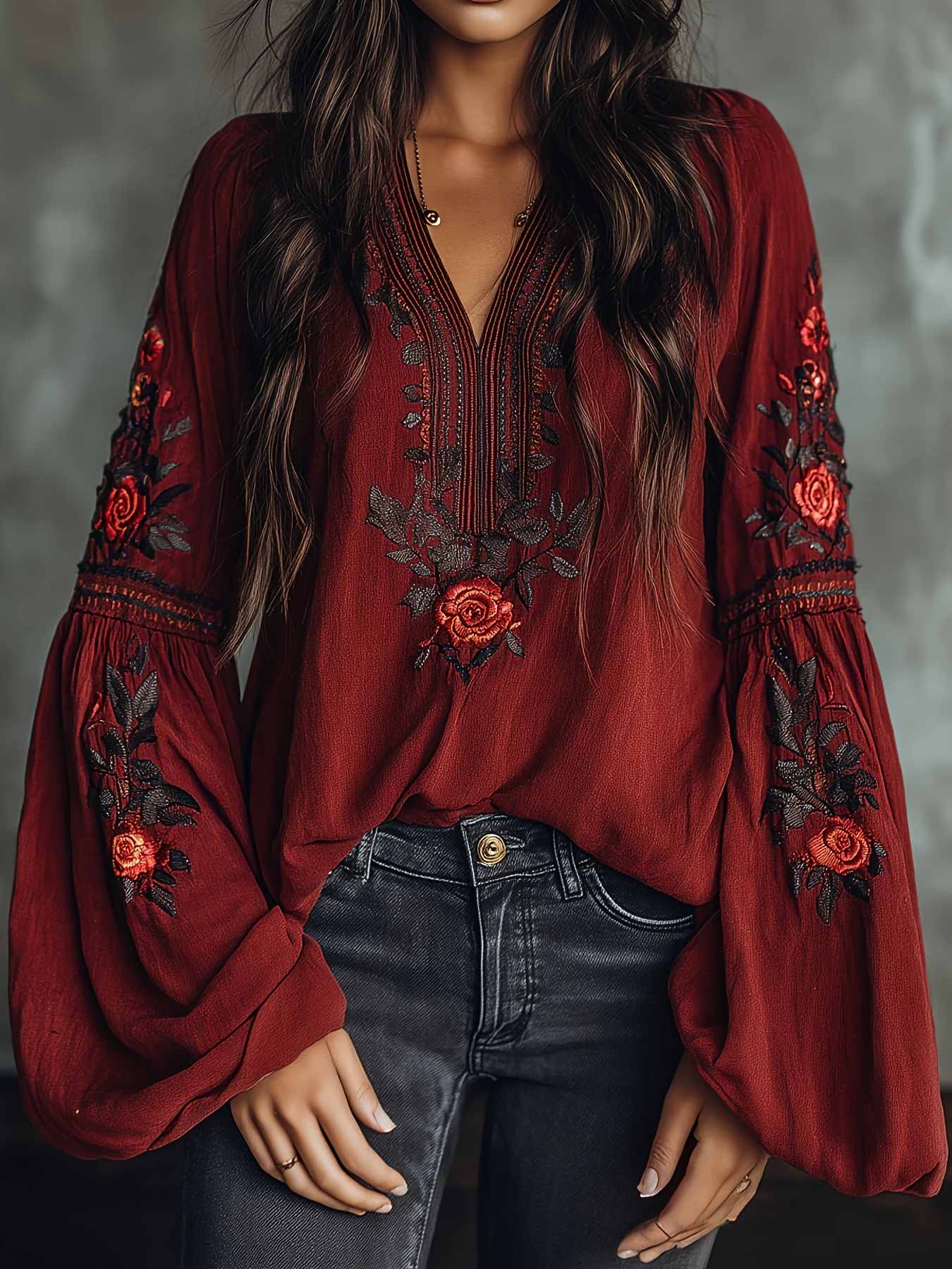 Summer Clothing Office - Women‘s Spring Blouse Retro Embroidered Flower
