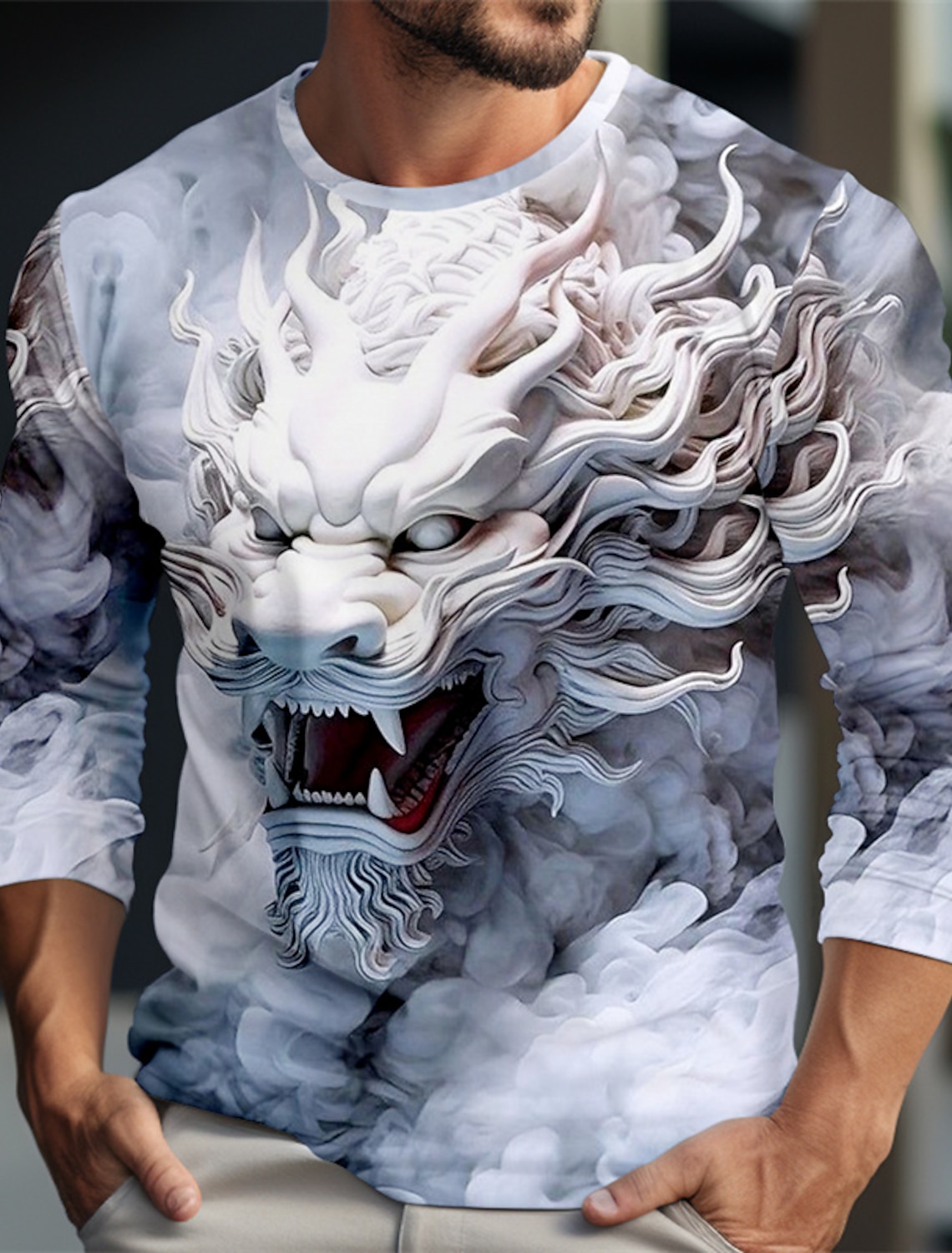 Dragon Pattern Casual Men's 3D - Summer Clothing Resort ulasan dan harga