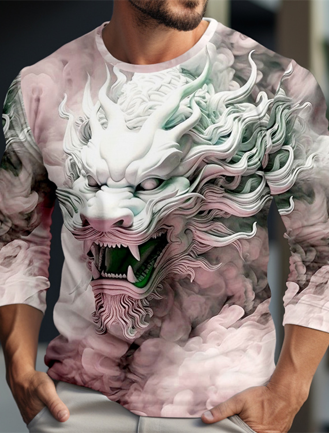 Dragon Pattern Casual Men's 3D - Summer Clothing Resort ulasan dan harga