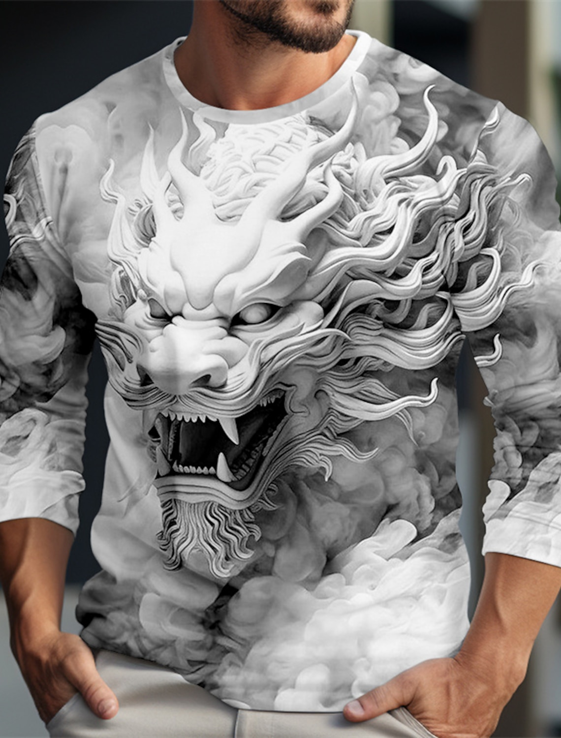 Dragon Pattern Casual Men's 3D - Summer Clothing Resort ulasan dan harga