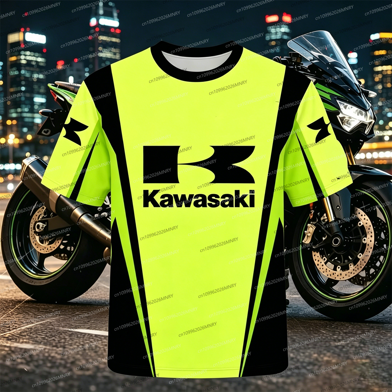 Men Oversized t-shirt Kawasaki - Summer Clothing Motorcycle ulasan dan harga