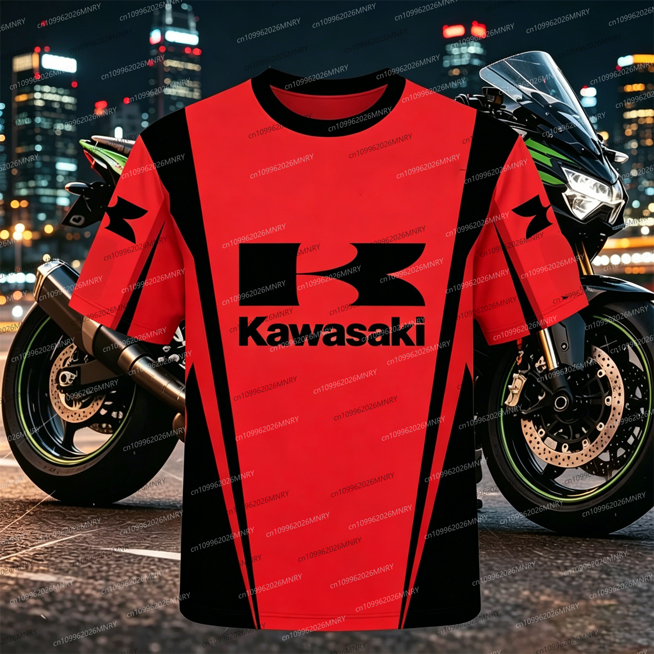 Men Oversized t-shirt Kawasaki - Summer Clothing Motorcycle ulasan dan harga