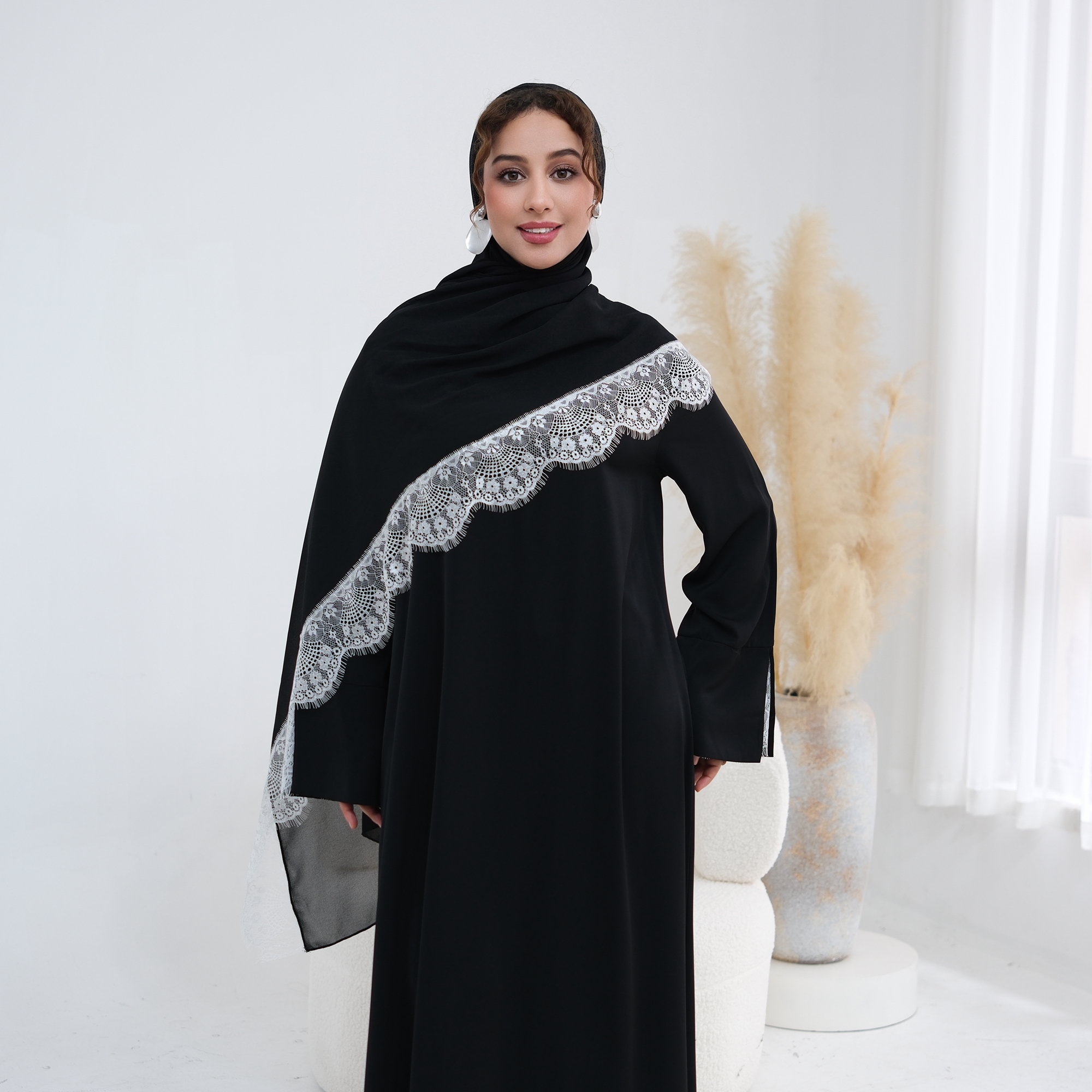 Delicate Lace Trim Regular-Fit - Summer Clothing Hijab ulasan dan harga