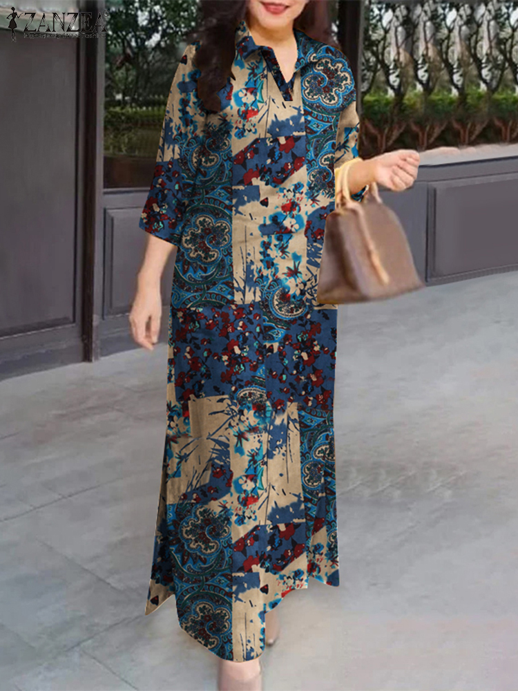 ZANZEA Women Auutmn Dresses Vi - Summer Clothing For Older Women ulasan dan harga