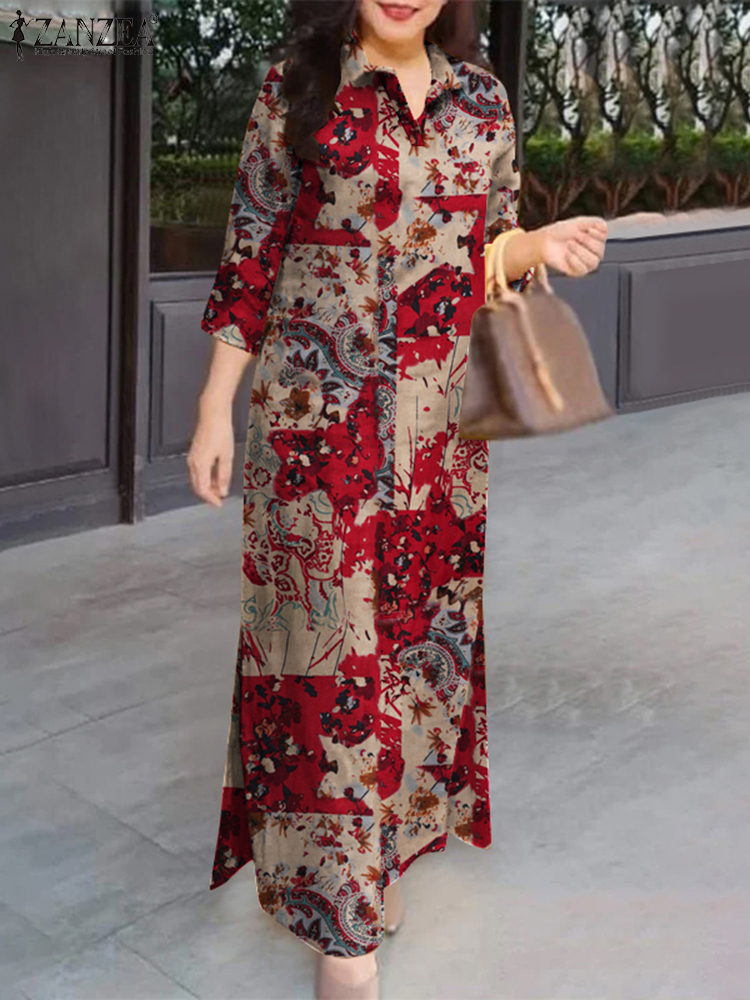 ZANZEA Women Auutmn Dresses Vi - Summer Clothing For Older Women ulasan dan harga