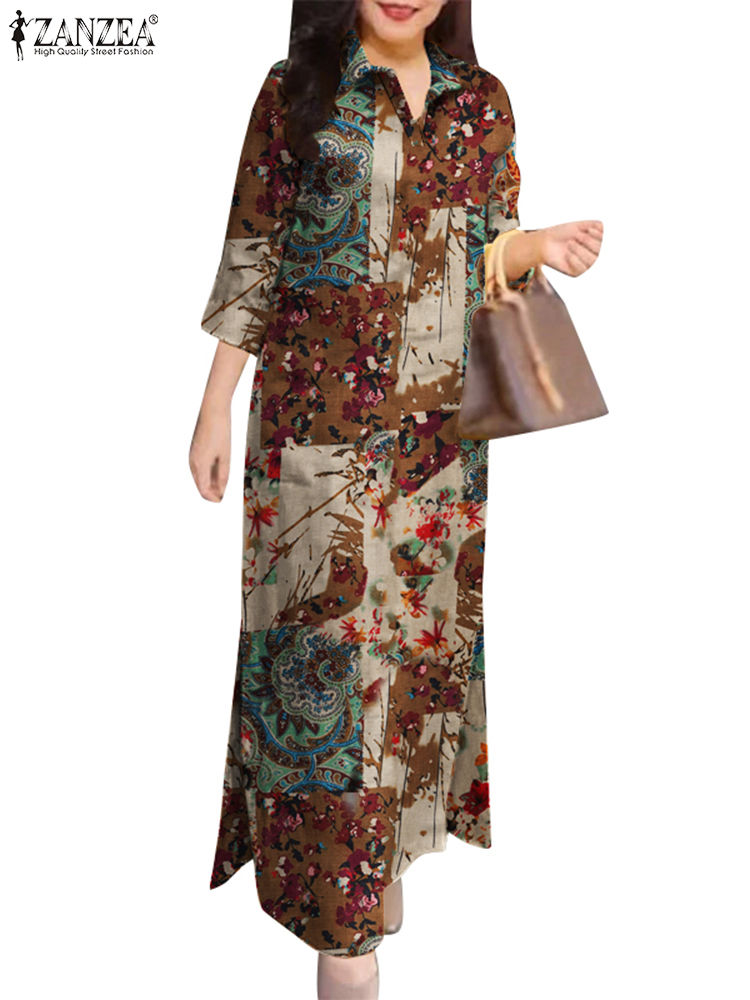 ZANZEA Women Auutmn Dresses Vi - Summer Clothing For Older Women ulasan dan harga