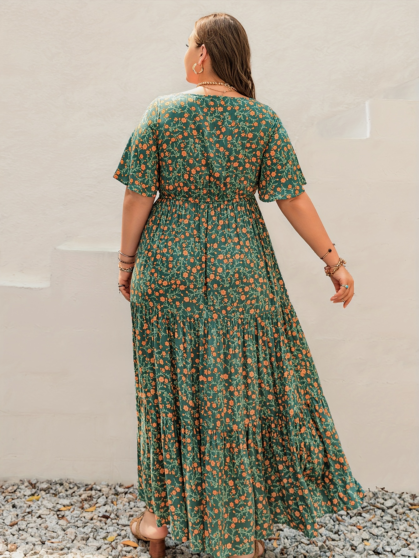 Plus Size Bohemian Long Dress  - Summer Clothing For Older Women ulasan dan harga