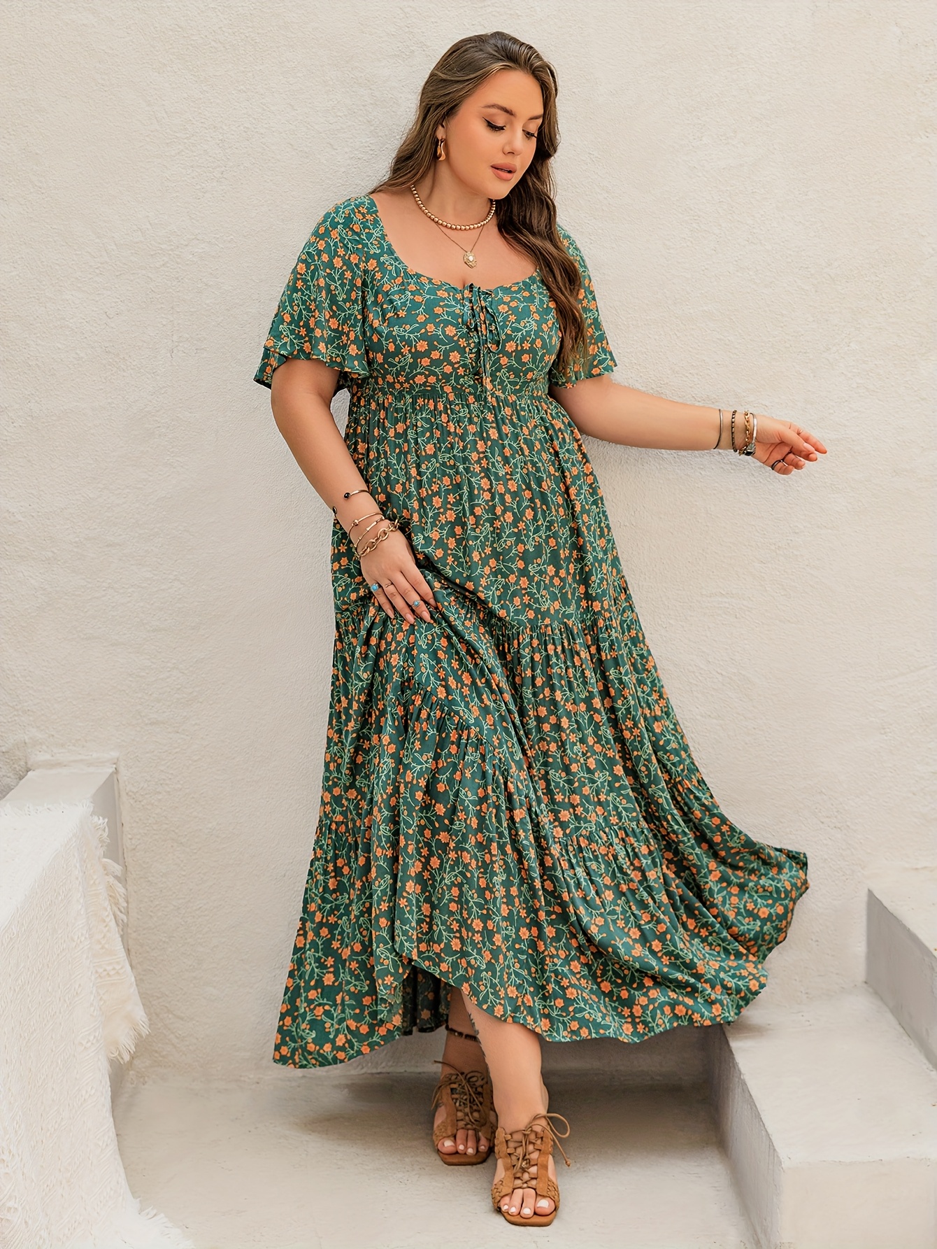 Plus Size Bohemian Long Dress  - Summer Clothing For Older Women ulasan dan harga