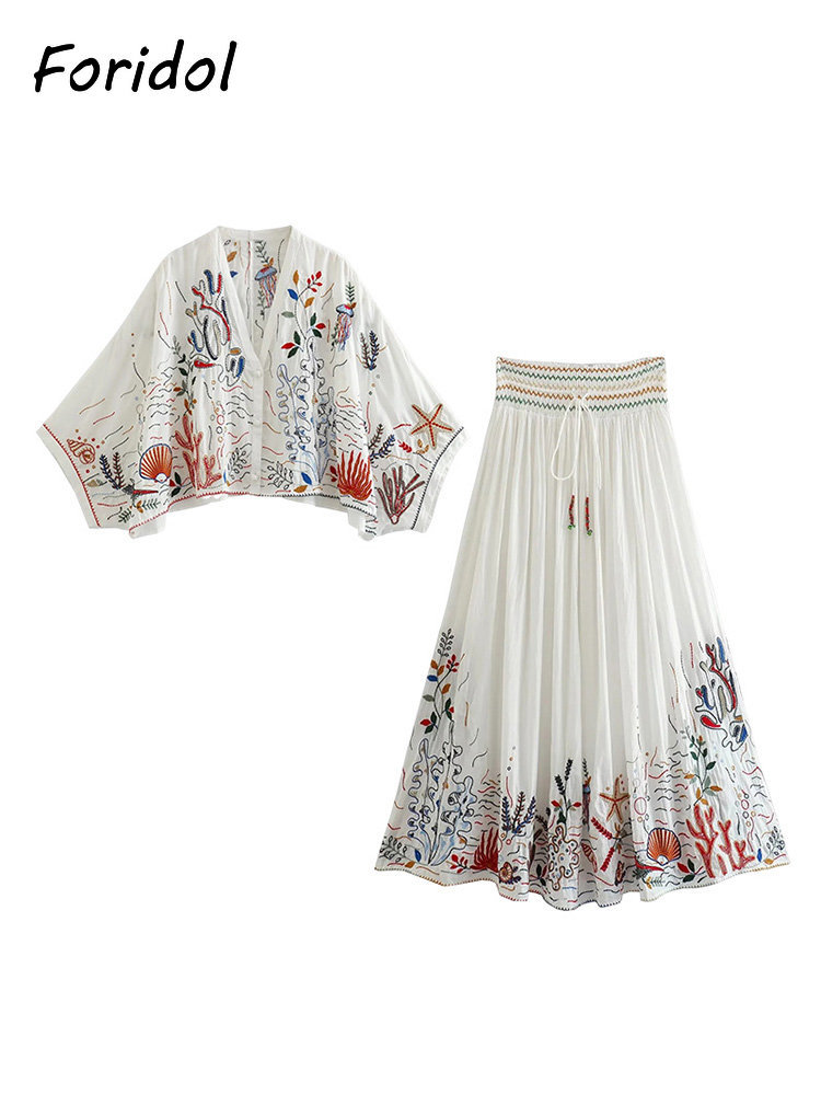 Foridol Marine Organism Embroi - Summer Clothing For Older Women ulasan dan harga