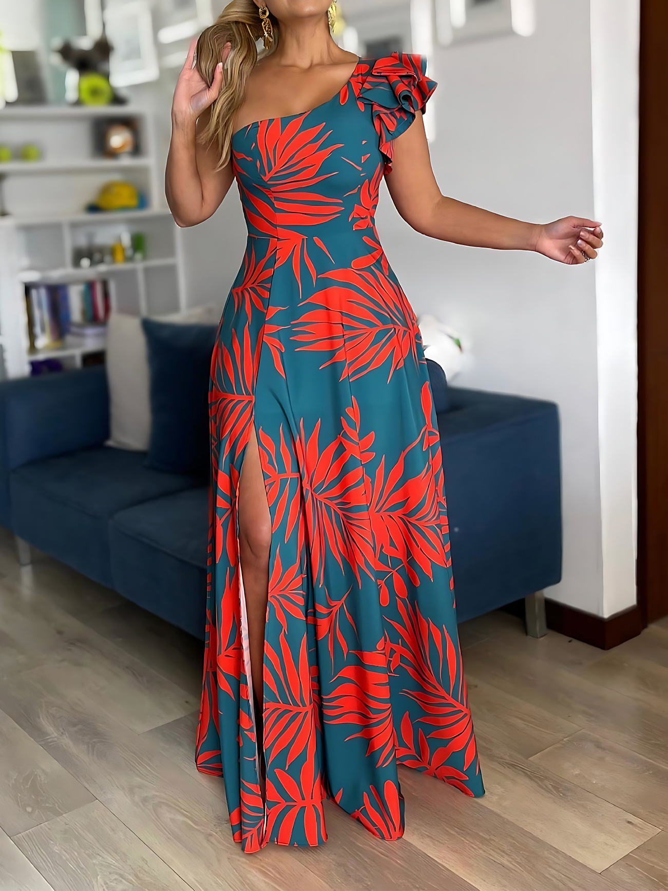 One Shoulder Tropical Print Ma - Zara Summer Clothing For Women ulasan dan harga