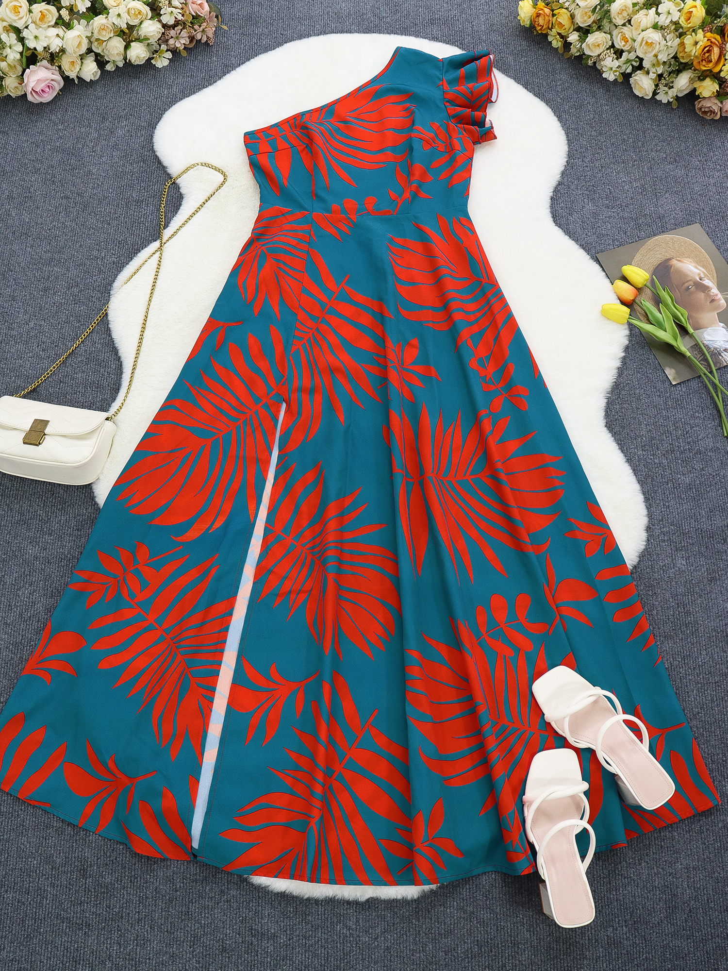 One Shoulder Tropical Print Ma - Zara Summer Clothing For Women ulasan dan harga