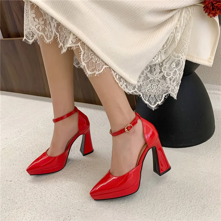 Red Black Patent Leather Platf - Summer Clothing Office ulasan dan harga
