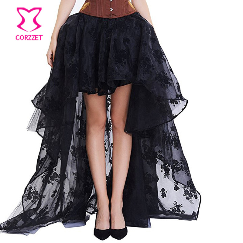 Black Floral Chiffon Front Sho - Summer Victorian Clothing ulasan dan harga