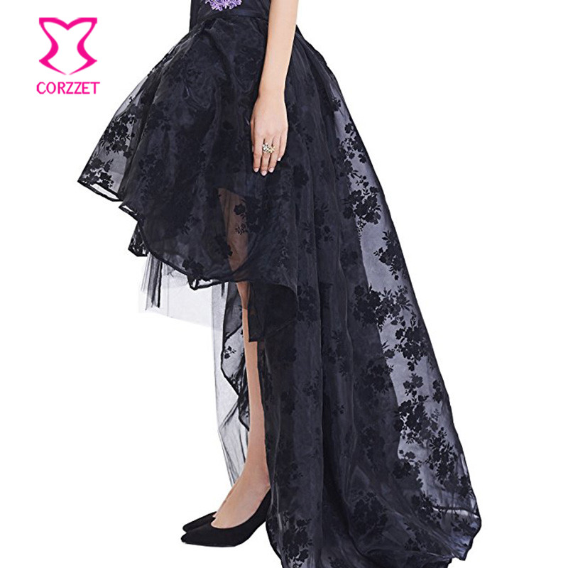 Black Floral Chiffon Front Sho - Summer Victorian Clothing ulasan dan harga