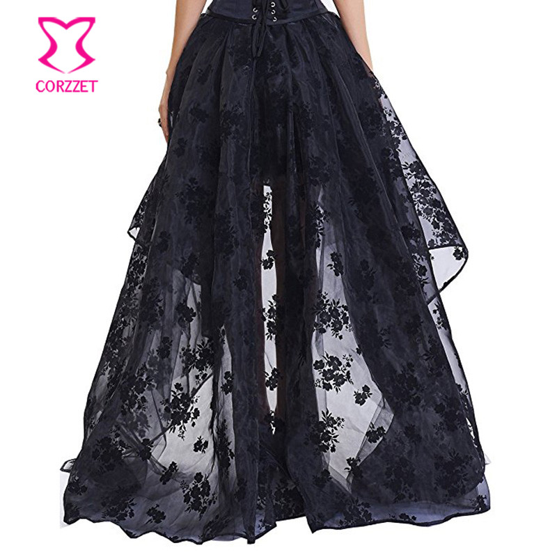 Black Floral Chiffon Front Sho - Summer Victorian Clothing ulasan dan harga