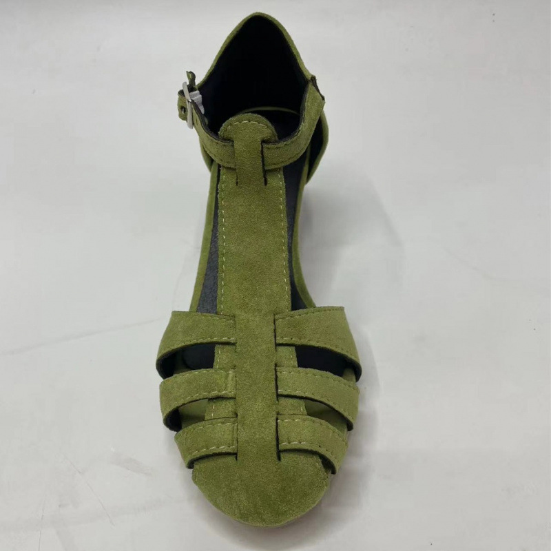 Women's Green Suede Kitten Hee - Summer Clothing Office ulasan dan harga