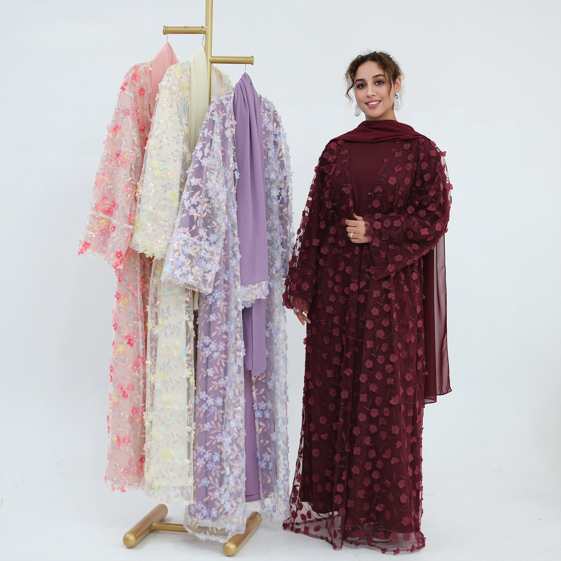 2026 Luxury Abaya EID 3D Flora - Summer Clothing Hijab ulasan dan harga