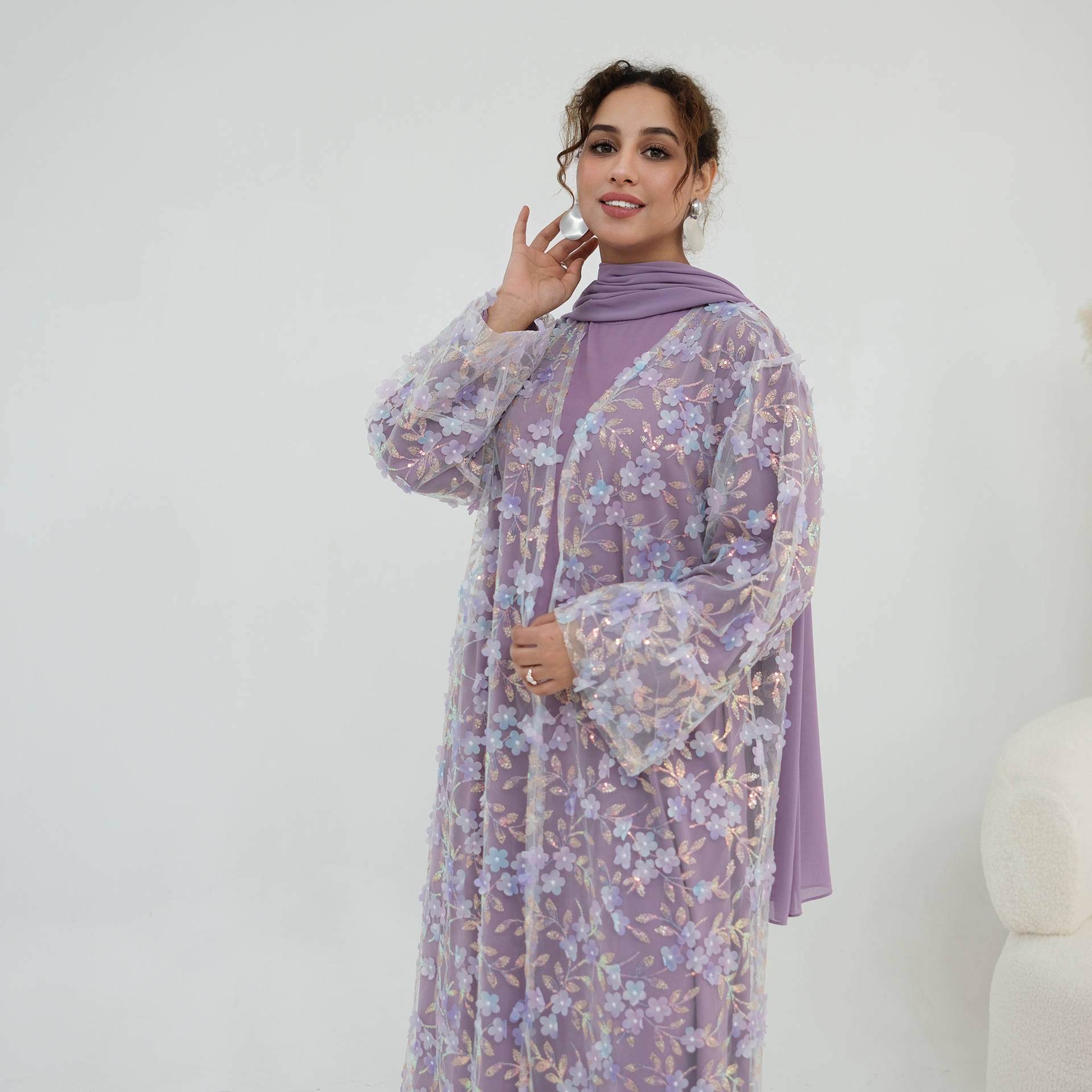 2026 Luxury Abaya EID 3D Flora - Summer Clothing Hijab ulasan dan harga