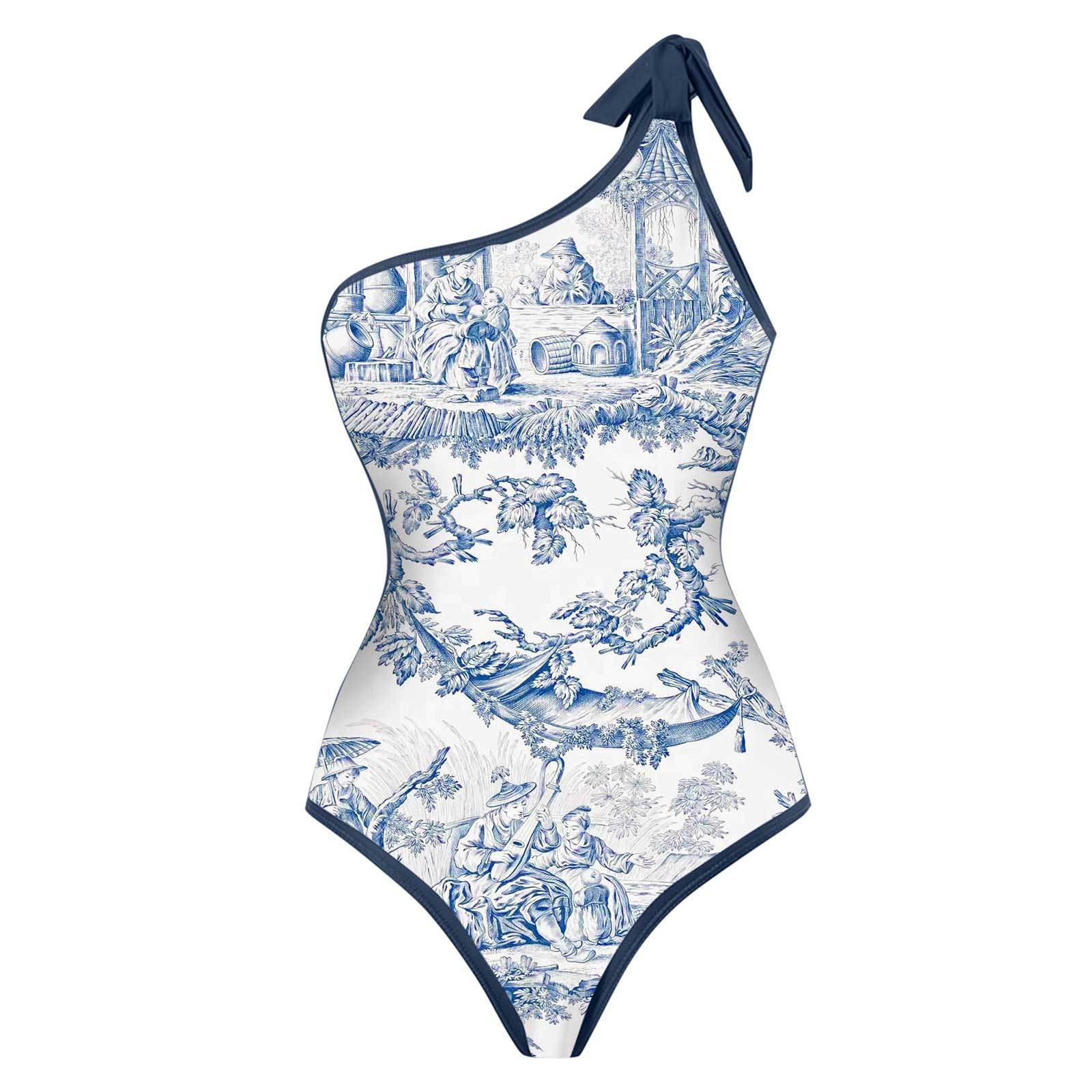 Woman Bikini Tankini Blue And  - Swimsuit One Piece ulasan dan harga