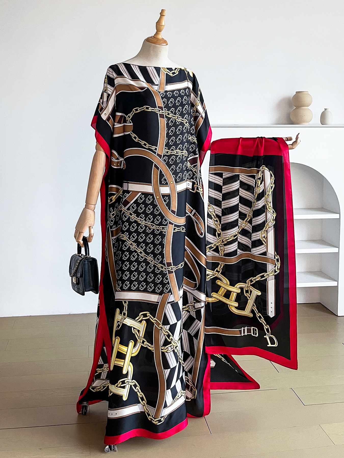 Popular Chain Print Boat Neck  - Summer Clothing For Older Women ulasan dan harga