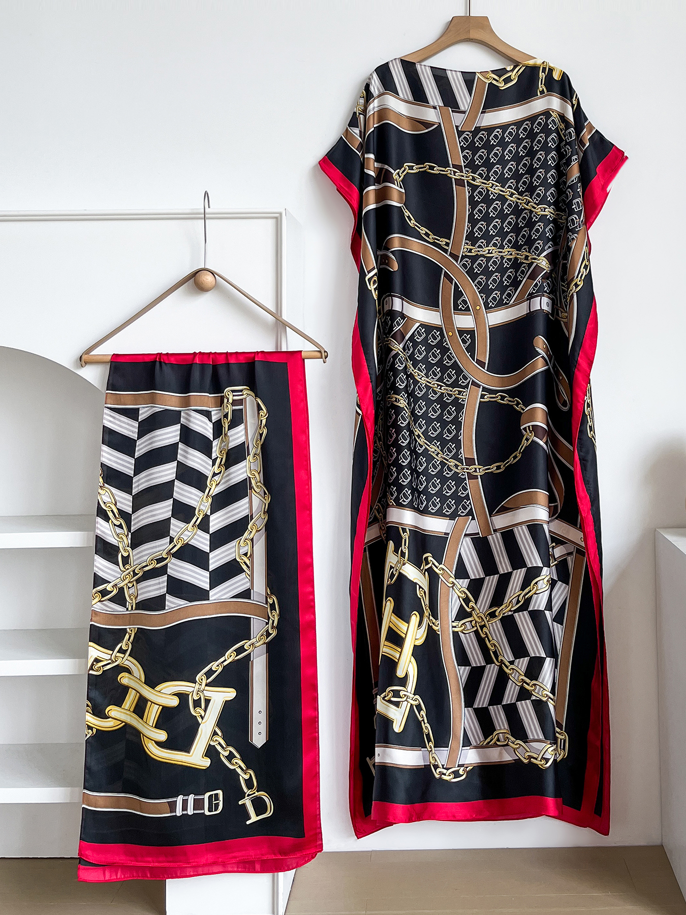 Popular Chain Print Boat Neck  - Summer Clothing For Older Women ulasan dan harga