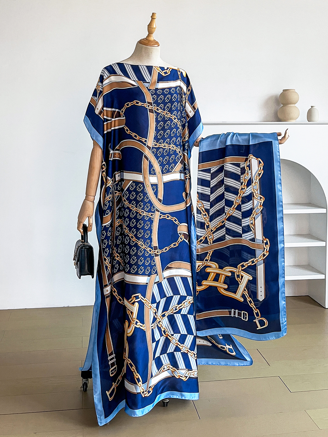 Popular Chain Print Boat Neck  - Summer Clothing For Older Women ulasan dan harga