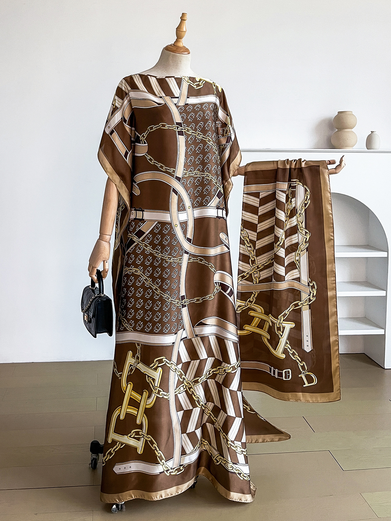 Popular Chain Print Boat Neck  - Summer Clothing For Older Women ulasan dan harga