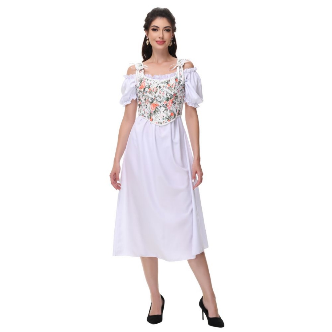 Summer White Cotton Solid Slas - Summer Victorian Clothing ulasan dan harga