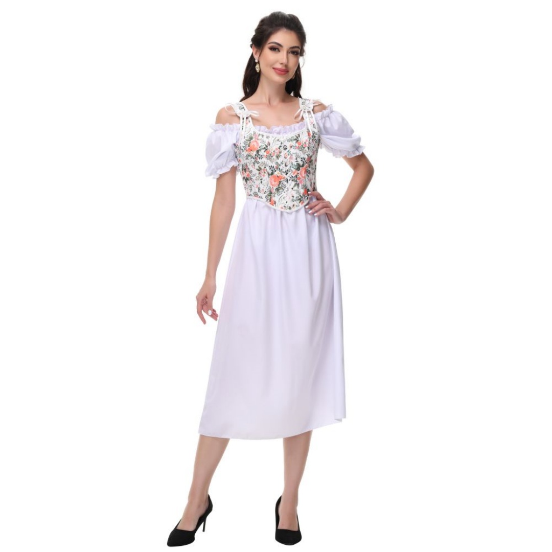Summer White Cotton Solid Slas - Summer Victorian Clothing ulasan dan harga