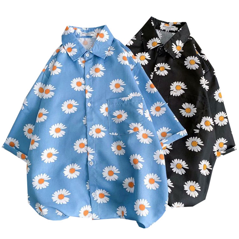 Daisy Print Hawaiian Beach Shi - Summer Clothing Resort ulasan dan harga