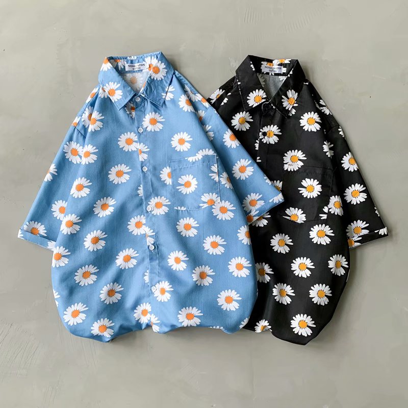 Daisy Print Hawaiian Beach Shi - Summer Clothing Resort ulasan dan harga