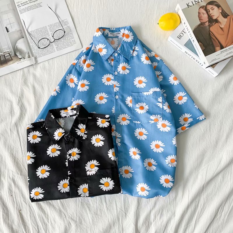 Daisy Print Hawaiian Beach Shi - Summer Clothing Resort ulasan dan harga