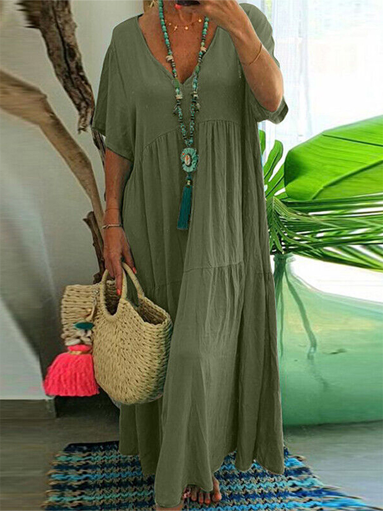 plus Size Women's V Neck Casua - Summer Clothing For Older Women ulasan dan harga