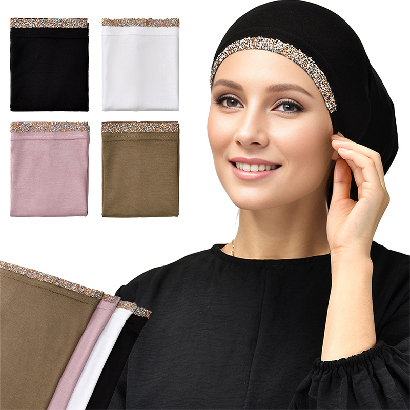 4/Pcs Modal Cotton Rhinestone  - Summer Clothing Hijab ulasan dan harga